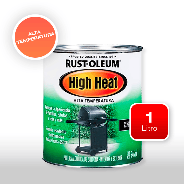 ESMALTE ALTA TEMPERATURA NEGRO X 1 LITRO RUST OLEUM (4279401)